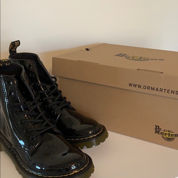 black glitter doc marten boots